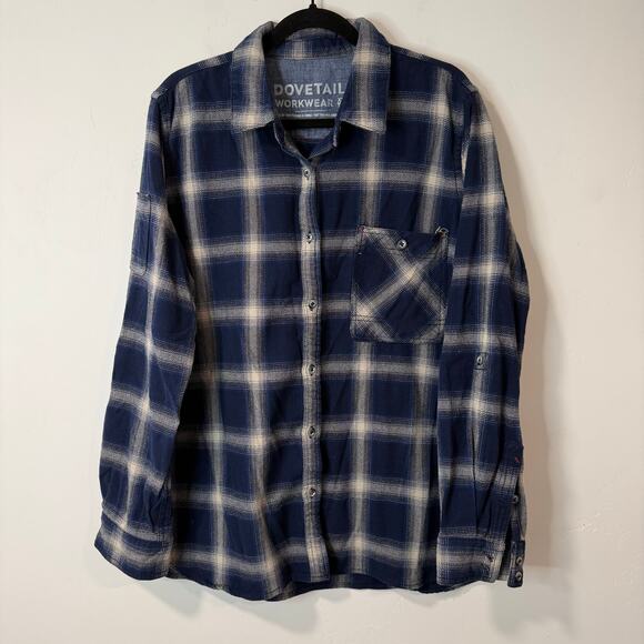 Dovetail Workwear Tops - Dovetail Workwear Women's Givens Shirt Top Button Down XXL Blue White Plaid